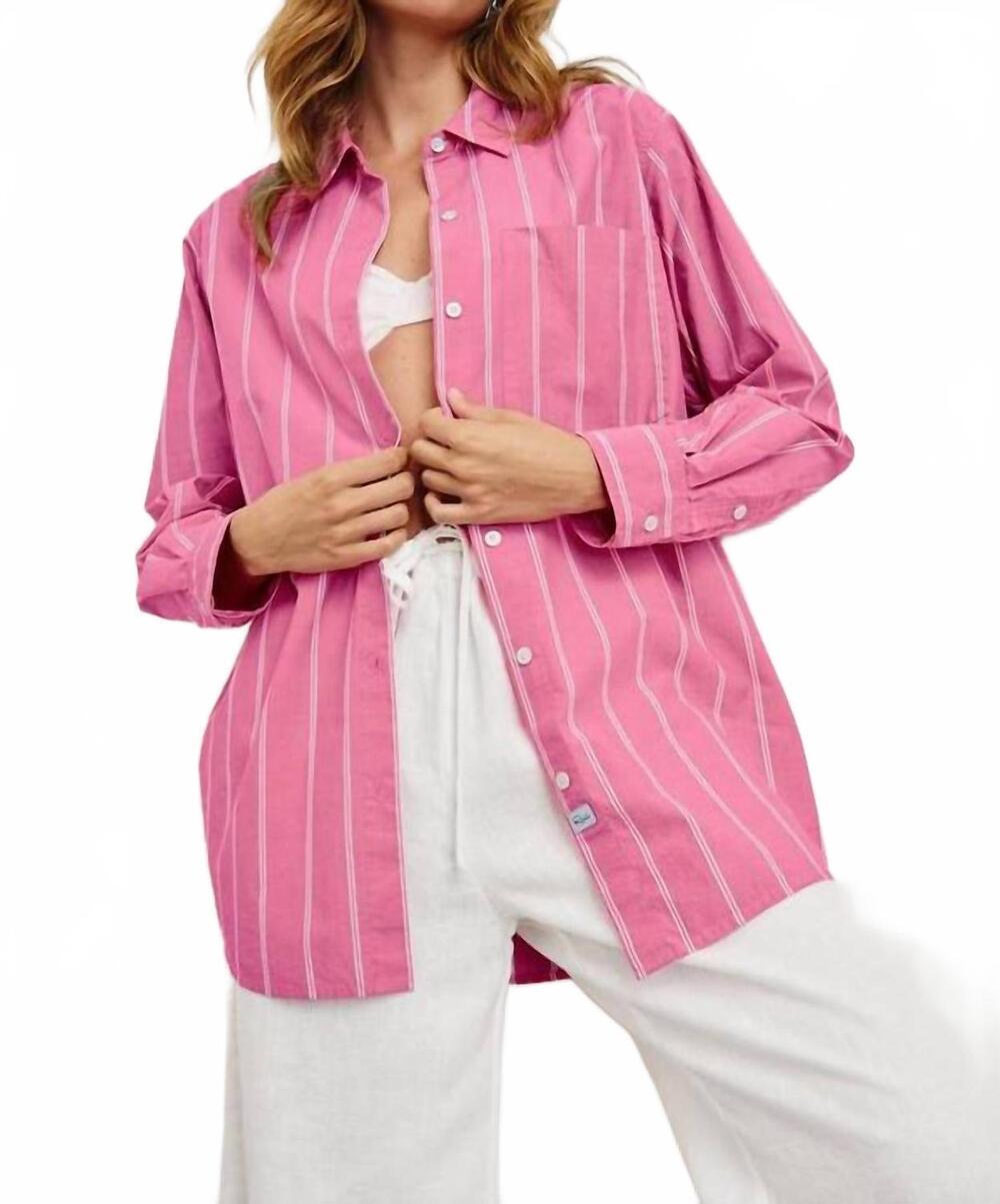 NEW RAILS elsa button down shirt in hibiscus white stripe